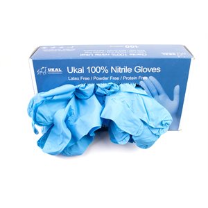 Ukal 100% Nitrile GlovesX-large 4 mil Blue (100)